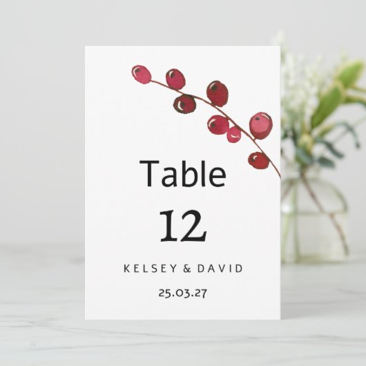 Bourgogne waterverf bessen bloementafel Nummer Kaart (Staand voorkant)