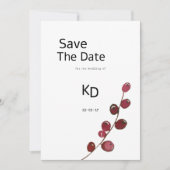 Bourgogne waterverf bessen bloemig Save The Date Kaart (Voorkant)
