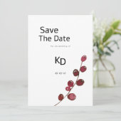 Bourgogne waterverf bessen bloemig Save The Date Kaart (Staand voorkant)