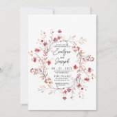 Bourgogne Waterverf Bloemen Boho Modern Wedding Kaart (Voorkant)