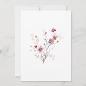 Bourgogne Waterverf Bloemen Boho Modern Wedding Kaart (Achterkant)