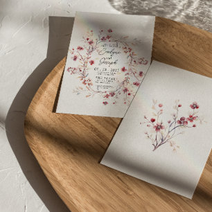 Bourgogne Waterverf Bloemen Boho Modern Wedding Kaart