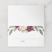 Bourgogne Waterverf Bloemen Bruiloft Plaatskaartje (Buitenkant ongevouwen)