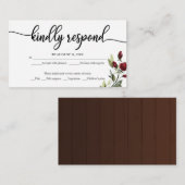 Bourgogne Waterverf Bloemen Bruiloft RSVP Rustiek Informatiekaartje (Voorkant / Achterkant)