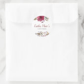 Bourgogne Waterverf Bloemen Doop Doop Ronde Sticker (Tas)