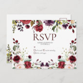 Bourgogne Waterverf Bloemen Drop No Menu RSVP (Voorkant / Achterkant)