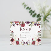 Bourgogne Waterverf Bloemen Drop No Menu RSVP (Staand voorkant)