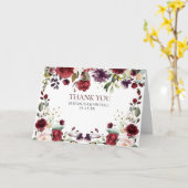 Bourgogne Waterverf Bloemen Foto Dank u bruiloft Kaart (Gele Bloem)