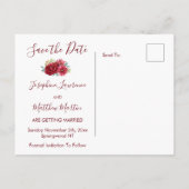 Bourgogne Waterverf Bloemen Save the Date Aankondigingskaart (Achterkant)