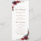 Bourgogne waterverf bloemenboho bruiloft programma (Voorkant)