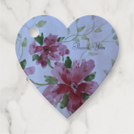 Bourgogne Waterverf Bloemenhart Bedankjes Labels