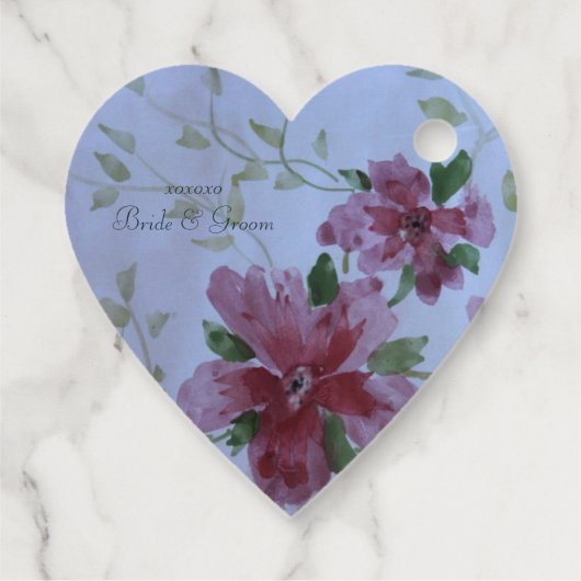 Bourgogne Waterverf Bloemenhart Bedankjes Labels (Achterkant)