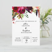 Bourgogne Waterverf Bloemenuitnodiging Kaart (Staand voorkant)