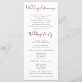 Bourgogne Waterverf Floral bruiloft programma Programmakaart (Achterkant)