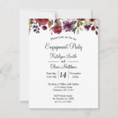 Bourgogne Waterverf Floral Gold Foil Verloving Kaart (Voorkant)