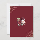 Bourgogne Waterverf Floral Gold Foil Verloving Kaart (Achterkant)
