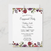 Bourgogne Waterverf Floral Gold Foil Verloving Kaart (Voorkant)