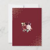 Bourgogne Waterverf Floral Gold Foil Verloving Kaart (Achterkant)
