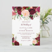  Bourgogne Waterverf Floral Kaart (Staand voorkant)