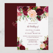  Bourgogne Waterverf Floral Kaart (Voorkant / Achterkant)