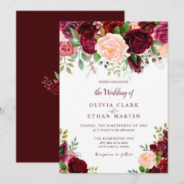  Bourgogne Waterverf Floral Kaart