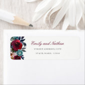 Bourgogne Waterverf Floral retour adreslabel Etiket (Insitu)