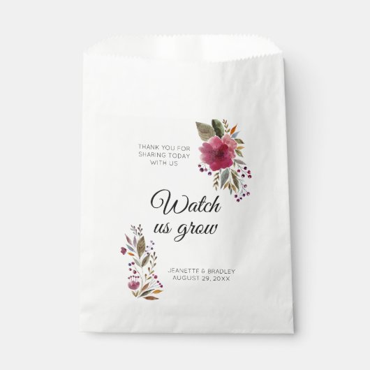 Bourgogne Waterverf Floral Wedding Seed Favor Bag Bedankzakje (Voorkant)