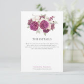 Bourgogne Waterverf Florals Trouwgegevens Informatiekaartje (Staand voorkant)