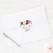 Bourgogne Waterverf Flowers Elegant Dank u Vierkante Sticker (Envelop)