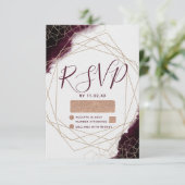 Bourgogne Waterverf Geometrisch Lijst Bruiloft RSV RSVP Kaartje (Staand voorkant)