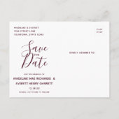 Bourgogne Waterverf Geometrisch Lijst Save the Dat Aankondigingskaart (Achterkant)