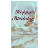 Bourgogne Waterverf Gift Bag met licht Blauwgroen Klein Cadeauzakje (Achterkant)