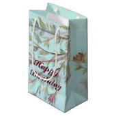 Bourgogne Waterverf Gift Bag met licht Blauwgroen Klein Cadeauzakje (Voorkant Gekanteld)