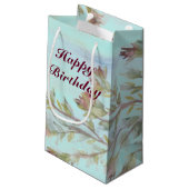 Bourgogne Waterverf Gift Bag met licht Blauwgroen Klein Cadeauzakje (Achterkant Gekanteld)