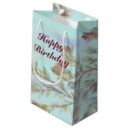 Bourgogne Waterverf Gift Bag met licht Blauwgroen Klein Cadeauzakje