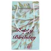 Bourgogne Waterverf Gift Bag met licht Blauwgroen Klein Cadeauzakje (Voorkant)