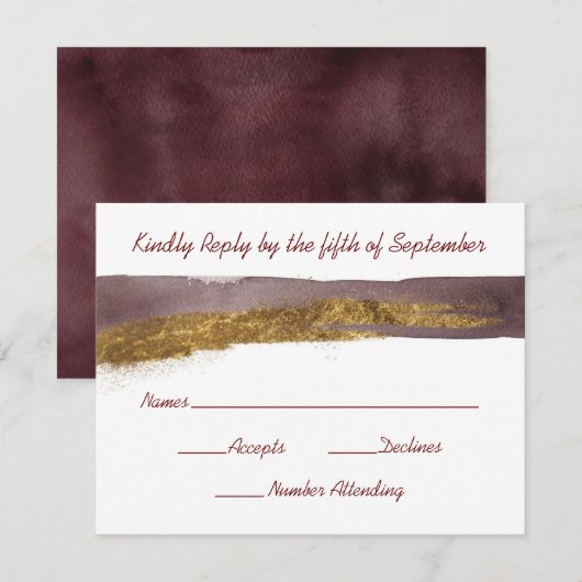 Bourgogne Waterverf met Gold Reply Card (Voorkant / Achterkant)