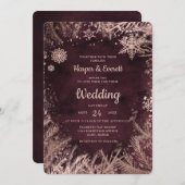 Bourgogne Waterverf met Roos Gold Winter Weddensch Kaart (Voorkant / Achterkant)