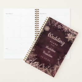 Bourgogne Waterverf met Roos Gold Winter Weddensch Planner
