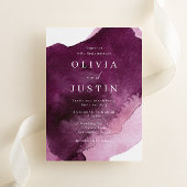 Bourgogne Waterverf Moderne bruiloft Kaart