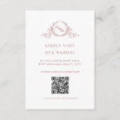 Bourgogne Waterverf Monogram QR Code/RSVP Online Informatiekaartje (Voorkant)