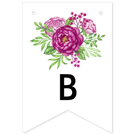 Bourgogne Waterverf Pioenrozen Vrijgezellenfeest Vlaggetjes (Tweede vlag)