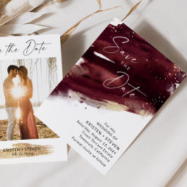 Bourgogne Waterverf Save the Date Kaart