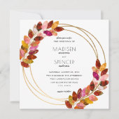 Bourgogne Waterverf verlaat gouden bruiloft Kaart (Voorkant)