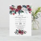 Bourgogne Waterverf Winter Flowers Weddenschap Kaart (Staand voorkant)