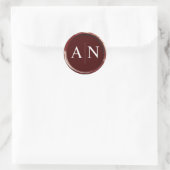 Bourgogne Wax Seal Wedding Monogram Sticker (Tas)