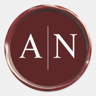 Bourgogne Wax Seal Wedding Monogram Sticker