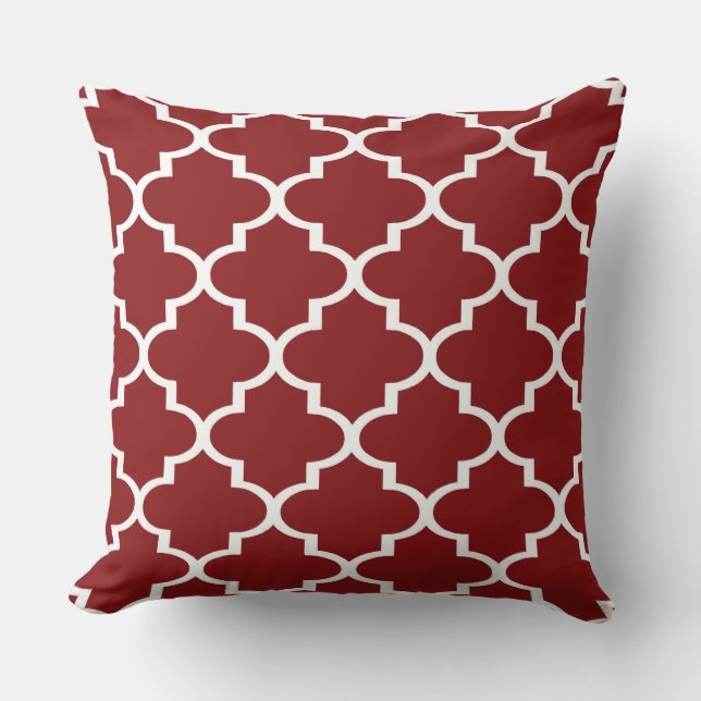 Bourgogne White Quatrefoil Lattice Pillow Kussen (Voorkant)