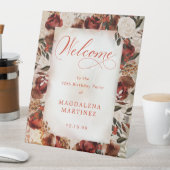 Bourgogne White Rose 70e verjaardag Welkom Reclamebord Met Voetstuk (Insitu)