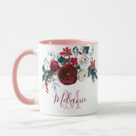 Bourgogne White Rose Bloemdennen Monogrammed Mok